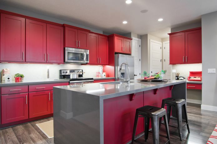 red-gray kitchen