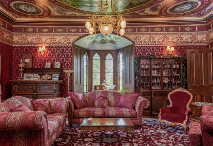Red and gold sofa