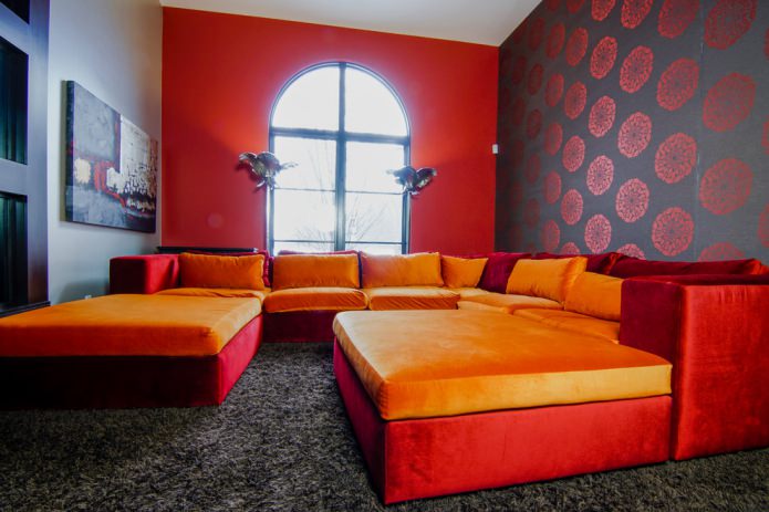 Red-orange living room design