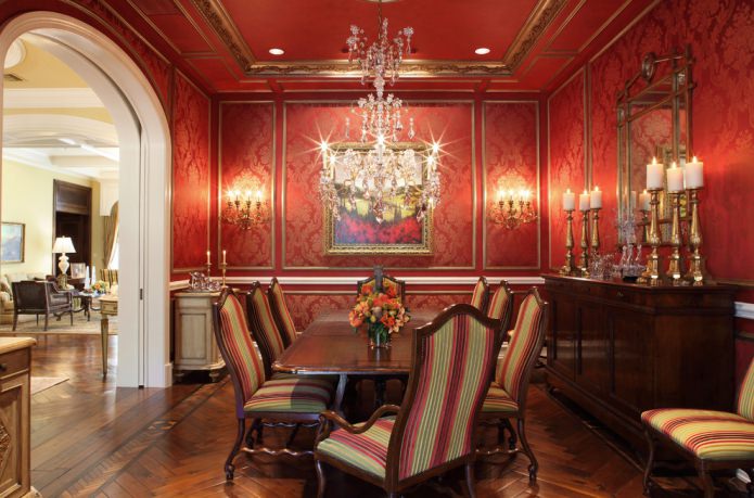Classic style of a red dining room