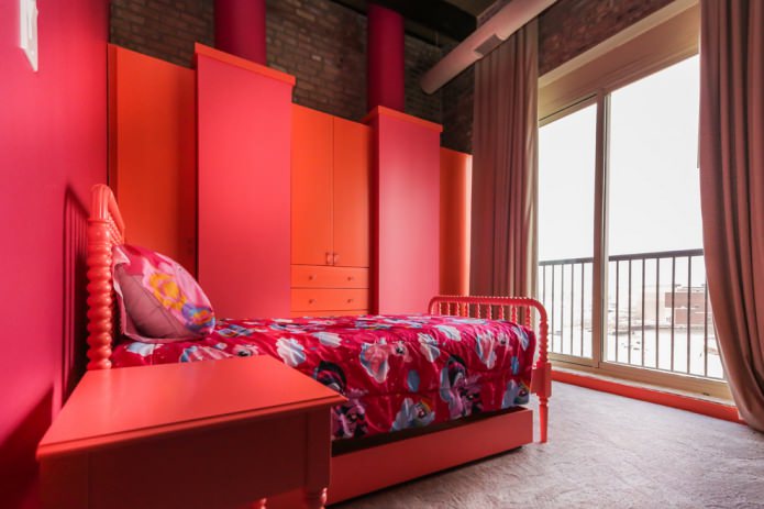 red furniture in the children's room