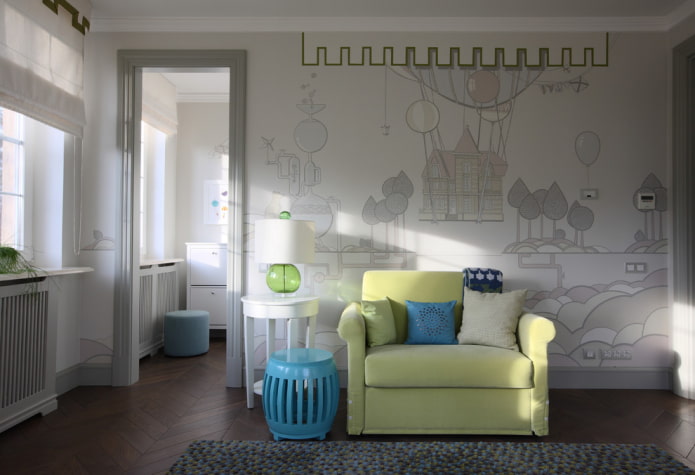 folding chair in the interior of the children's room