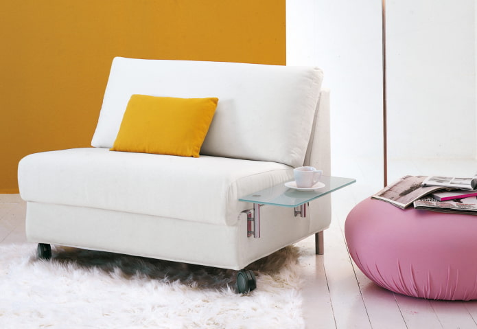 folding chair with a table in the interior
