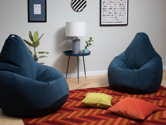 bean bag chairs in the living room
