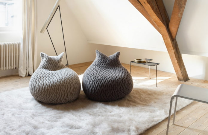bean bag chair in the shape of a cat