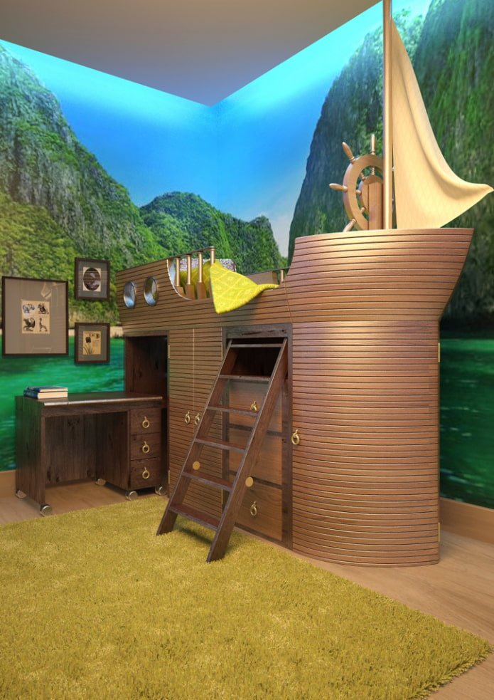 children's bedroom in pirate style