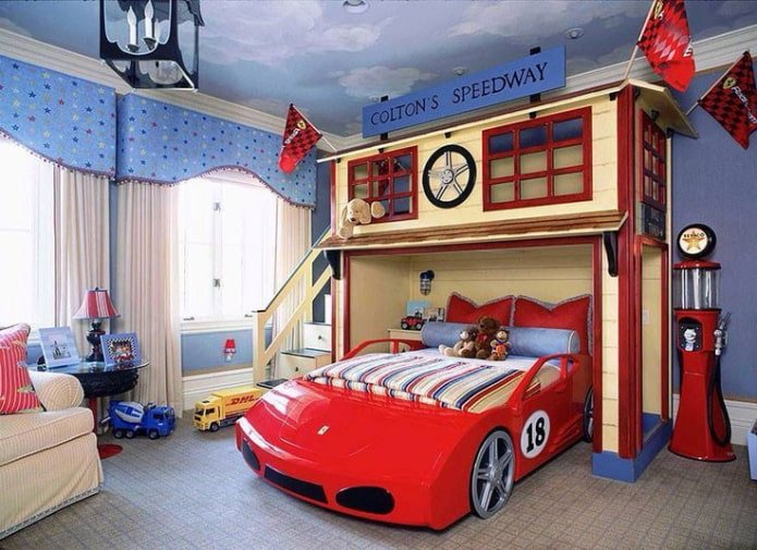 bed in the form of a car