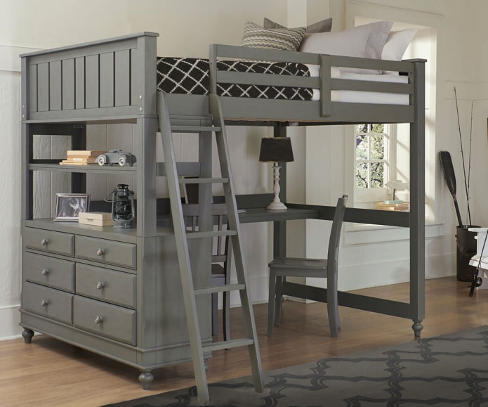 gray bed in the children's room