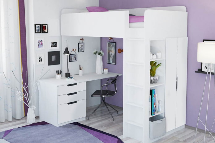 white bed in a children's room