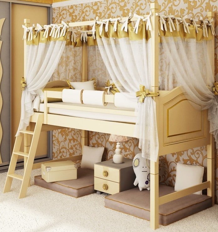 canopy bed in a girl's nursery