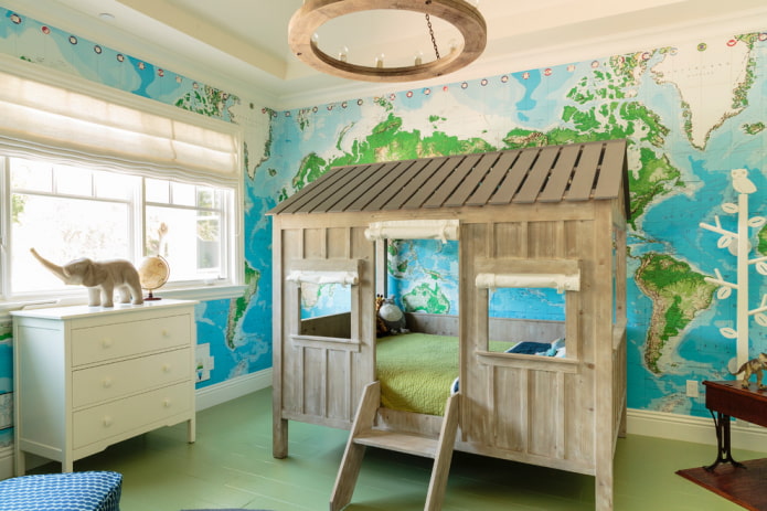 house-shaped bed in a boy's nursery