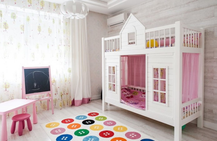 house-shaped bed in a girl's nursery