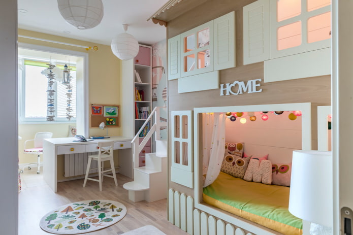 house-shaped bed in a girl's nursery