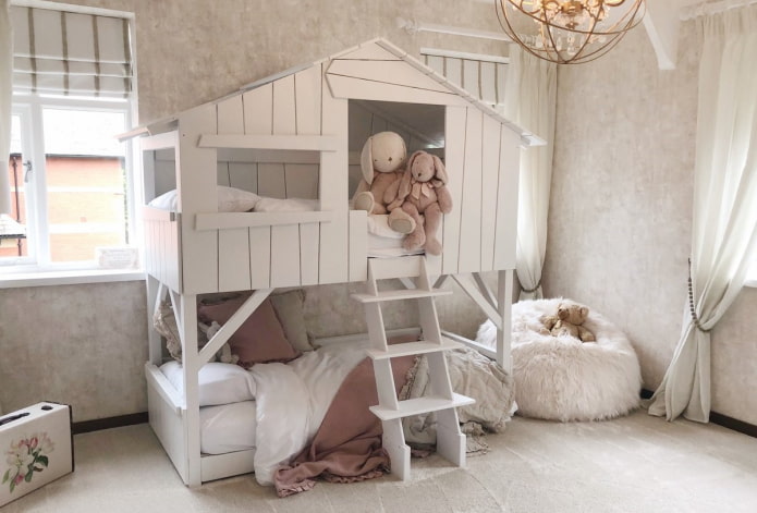 house-shaped bed in a children's room