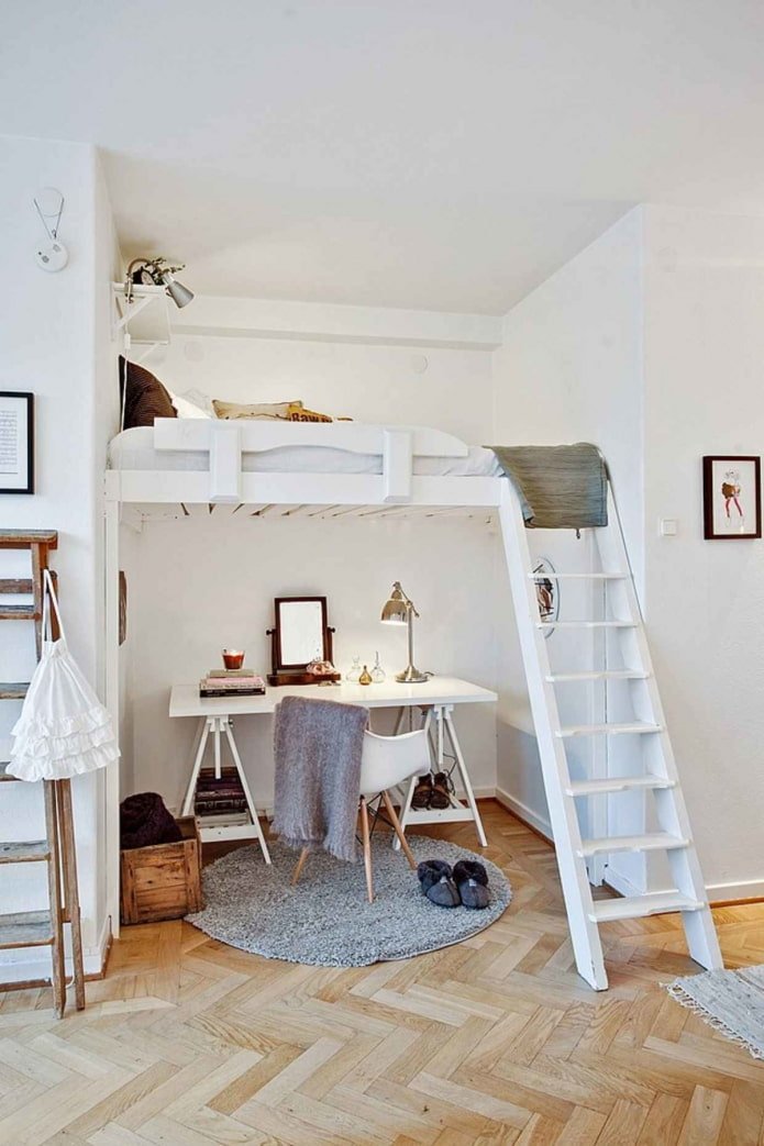 bed above the ceiling in the bedroom