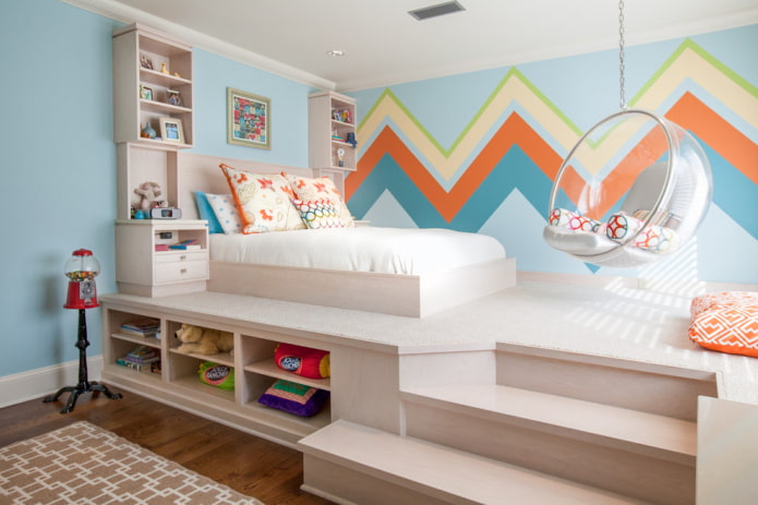 podium bed in a children's room