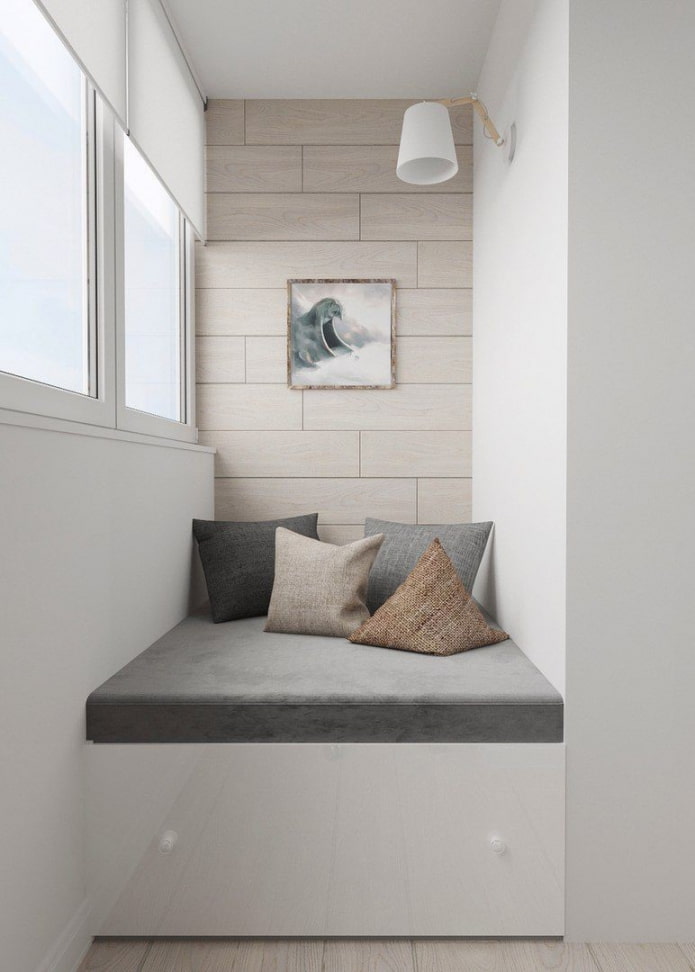 bed on a podium on the balcony