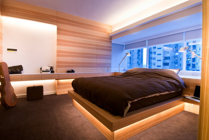 podium bed design in the interior