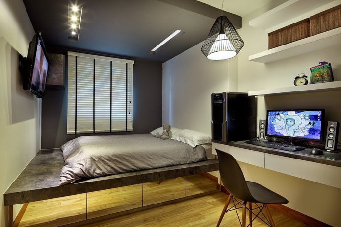 podium bed design in the interior