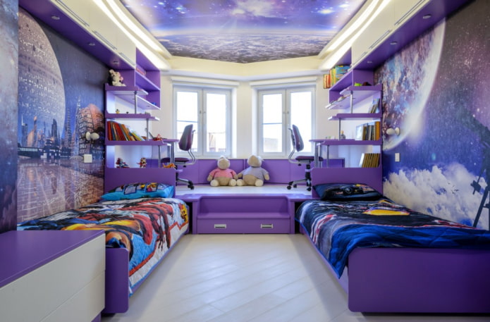 podium beds in a children's room