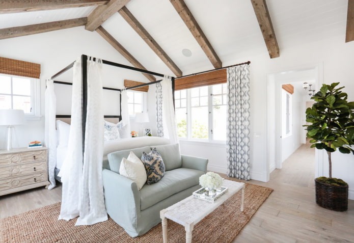 bed with a white canopy