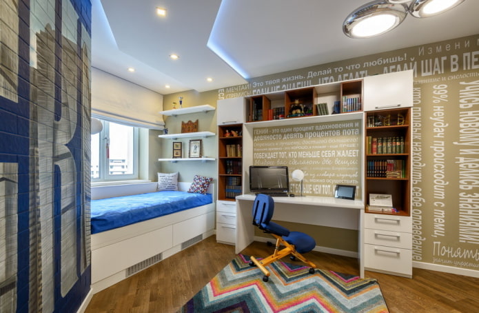 children's room with a bed by the window