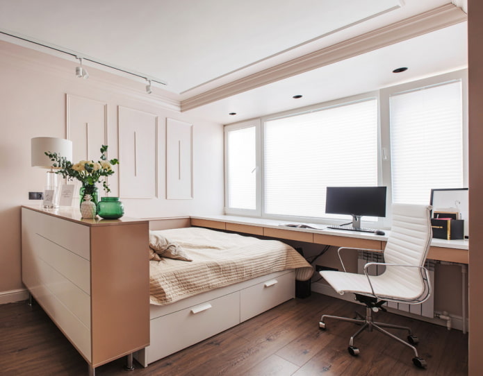 bed and work area