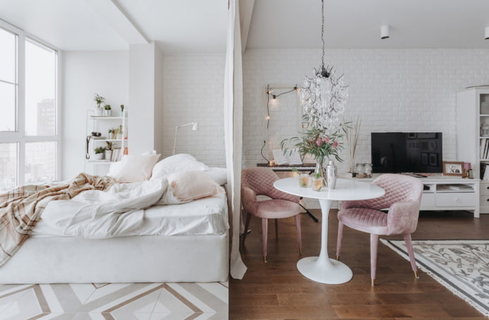 bed in a studio apartment