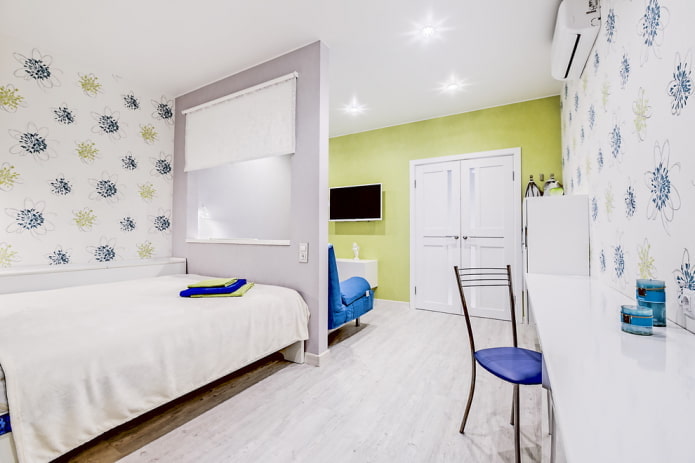 Partition between the bedroom and the living room