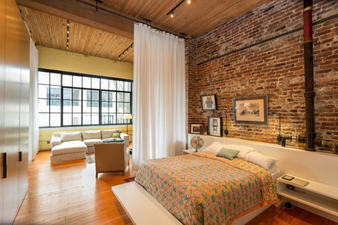 Loft style in a bedroom-living room