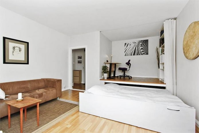 Podium bed with a study