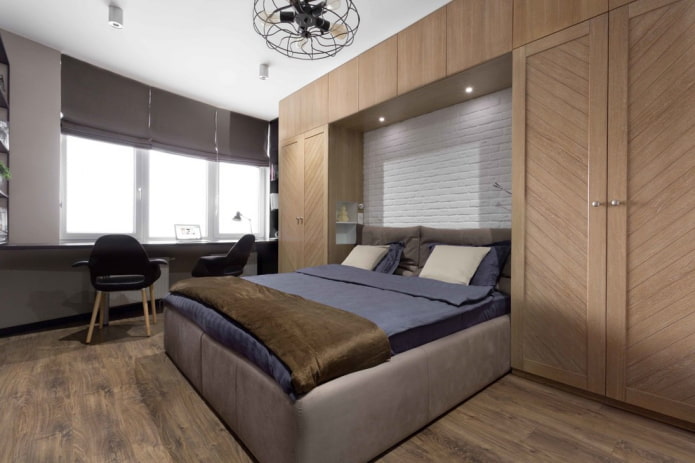 niche of wardrobes with a bed in the interior