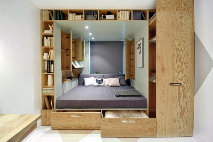 niche with a podium bed in the interior