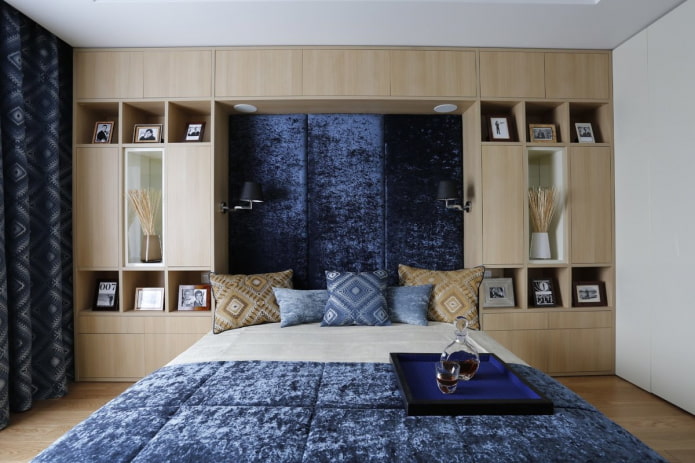 niche with a bed in the bedroom interior