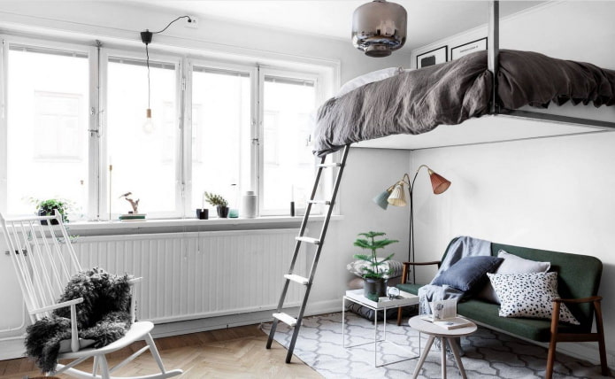 bed under the ceiling