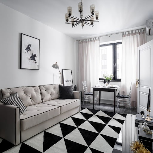sofa in a one-room apartment