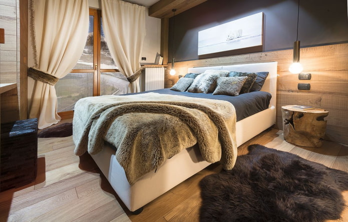 white bed in the bedroom interior