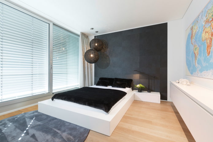 white bed in the bedroom interior