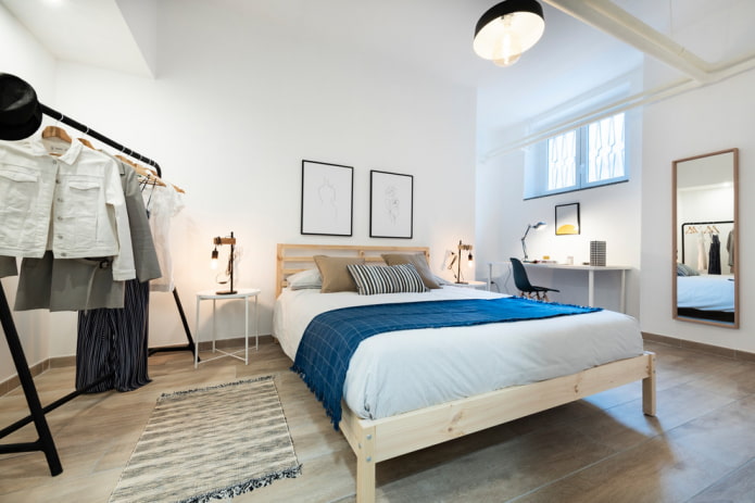 bed in the interior in Scandinavian style