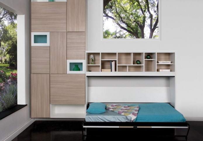 bed hidden in the wall in the interior