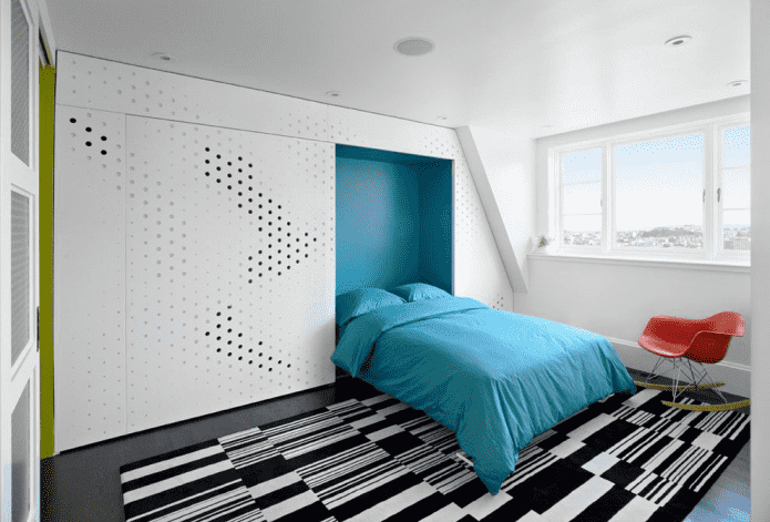built-in loft-style bed