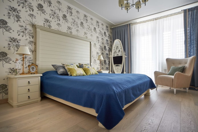 wooden bed in Provence style