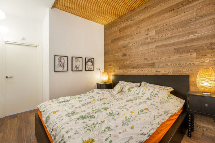 black wooden bed in the interior