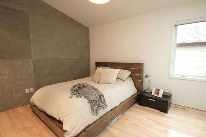brown wooden bed in the interior