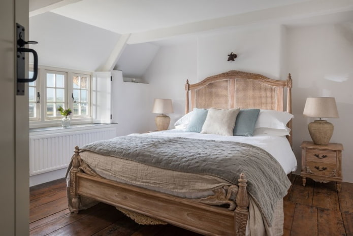 antique wooden bed in the interior