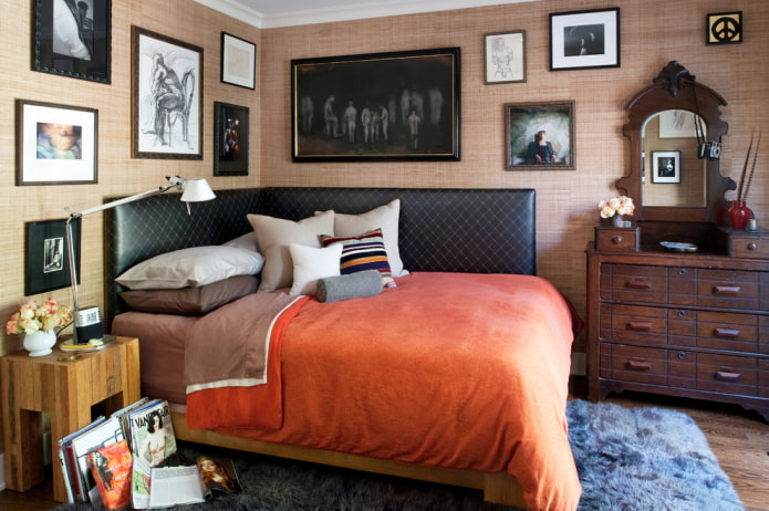 corner bed with a soft back in the interior