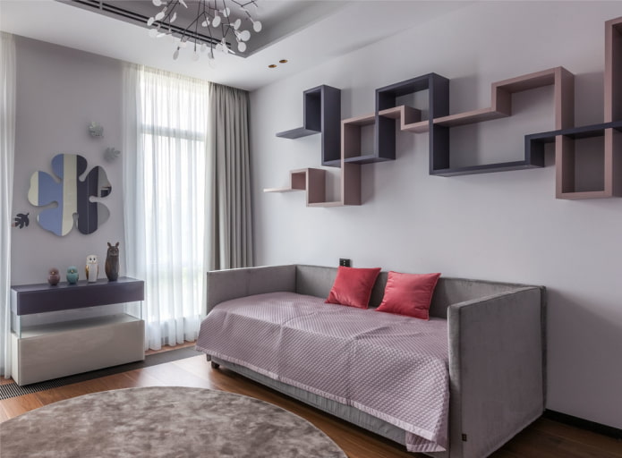 bed with three soft headboards in the interior