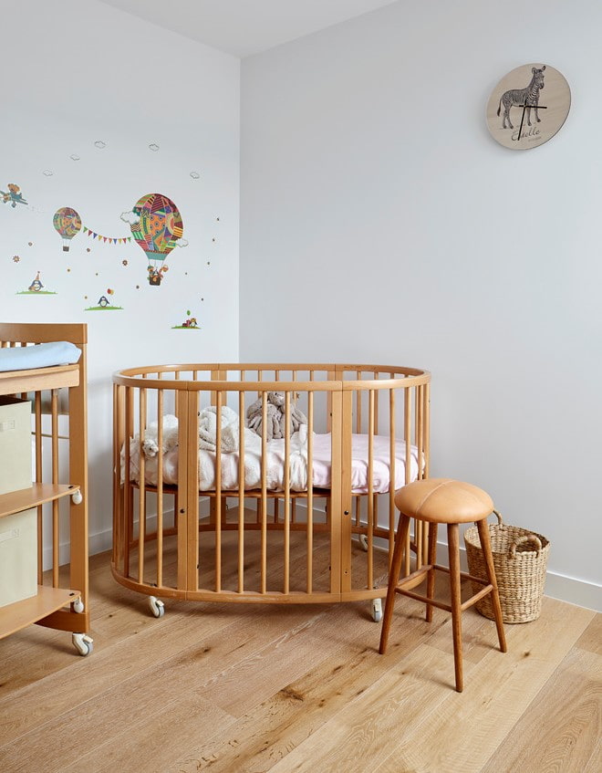 oval baby cot in the interior