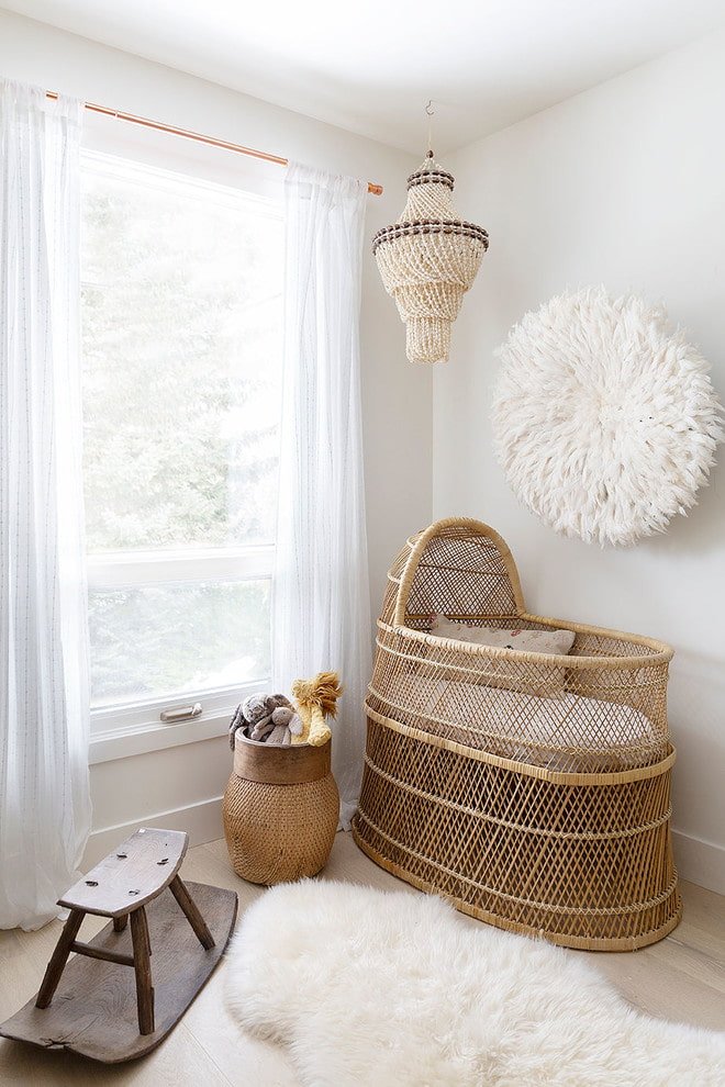 wicker cot in the interior