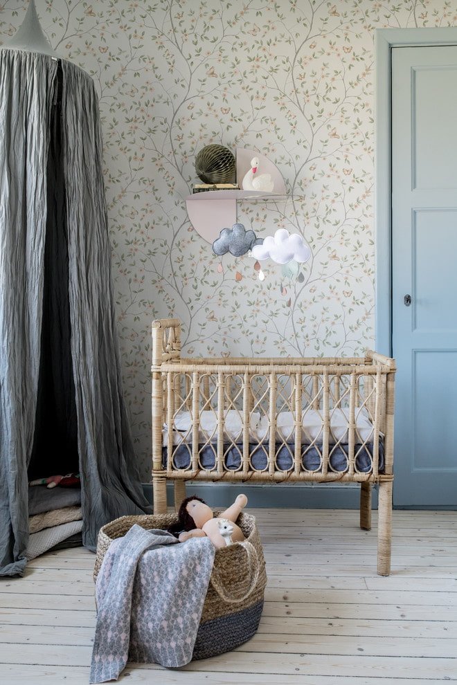 unusual design of a baby crib in the interior
